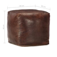 Poef 40x40x40 cm echt geitenleer donkerbruin 4