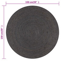  Vloerkleed handgemaakt rond 150 cm jute donkergrijs 6
