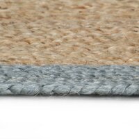 Vloerkleed handgemaakt met olijfgroene rand 90 cm jute 3