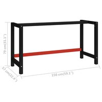 Werkbankframe 150x57x79 cm metaal zwart en rood 7