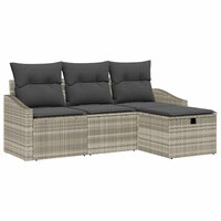 Bankstel 4 st Lichtgrijs poly rattan 2