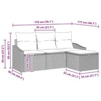 Bankstel 4 st Lichtgrijs poly rattan 9
