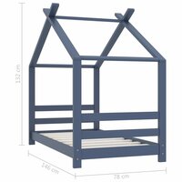 Kinderbedframe massief grenenhout grijs 70x140 cm 7