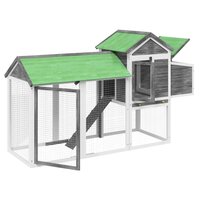 Kippenhok 193x65x117 cm massief grenenhout grijs 4