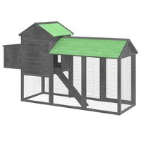 Kippenhok 193x65x117 cm massief grenenhout grijs 6