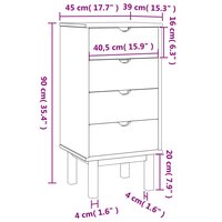 Ladekast OTTA 45x39x90 cm massief grenenhout bruin en grijs 6