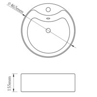 Wastafel met kraangat en overloop rond keramiek zwart 6