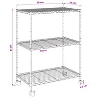 Opbergrek met wielen 3-laags 150 kg 60x35x81 cm chroomkleurig 9