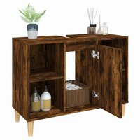 Wastafelkast 80x33x60 cm bewerkt hout gerookt eikenkleurig 5