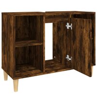 Wastafelkast 80x33x60 cm bewerkt hout gerookt eikenkleurig 7