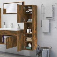 Badkamerkast 30x30x130 cm bewerkt hout gerookt eikenkleurig 4