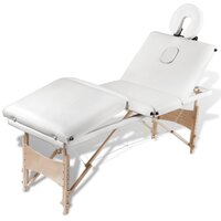 Inklapbare massagetafel 4 zones met houten frame (creme) 5