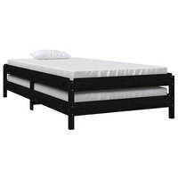 Bed stapelbaar 80x200 cm massief grenenhout zwart 8