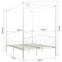 Hemelbedframe metaal wit 120x200 cm 5