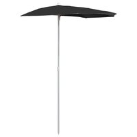 Parasol half met paal 180x90 cm zwart 2