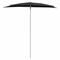 Parasol half met paal 180x90 cm zwart 3