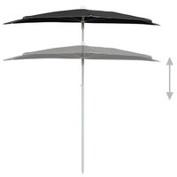 Parasol half met paal 180x90 cm zwart 4