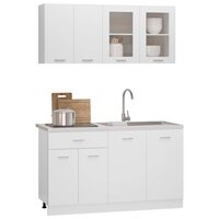 4-delige Keukenkastenset Lyon bewerkt hout wit 3