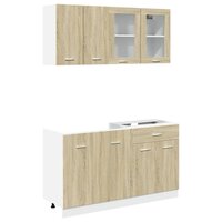 4-delige Keukenkastenset Lyon bewerkt hout sonoma eikenkleurig 2