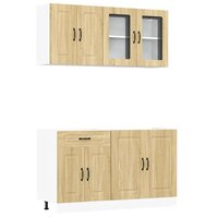 4-delige Keukenkastenset Kalmar bewerkt hout sonoma eikenkleur 2