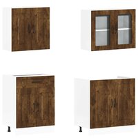 4-delige Keukenkastenset Kalmar bewerkt hout gerookt eiken 4
