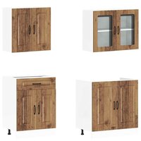 4-delige Keukenkastenset Kalmar bewerkt hout oud houtkleurig 4