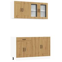 4-delige Keukenkastenset Kalmar bewerkt hout artisanaal eiken 2