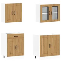 4-delige Keukenkastenset Kalmar bewerkt hout artisanaal eiken 4