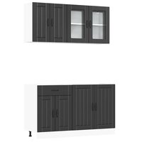 4-delige Keukenkastenset Lucca bewerkt hout zwart 2