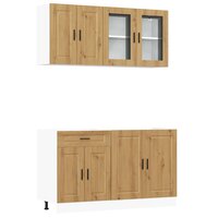 4-delige Keukenkastenset Kalmar bewerkt hout artisanaal eiken 2