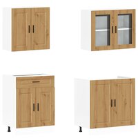 4-delige Keukenkastenset Kalmar bewerkt hout artisanaal eiken 4