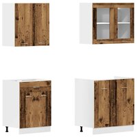 4-delige Keukenkastenset Lyon bewerkt hout oud houtkleurig 4