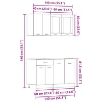 4-delige Keukenkastenset Lyon bewerkt hout oud houtkleurig 9