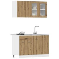4-delige Keukenkastenset Lyon bewerkt hout artisanaal eikenkleurig 3