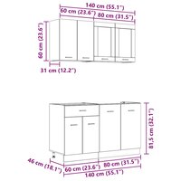 Keuken Eenheid LYON 4 st Gerookt eiken Bewerkt hout 9