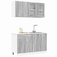 Keuken Eenheid LYON 4 st Grijs Sonoma Bewerkt hout 3