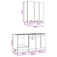 Keukenblok LYON 5 st Oud hout Bewerkt hout 8