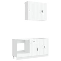 Keukenblok LUCCA 5 st Wit Bewerkt hout 2