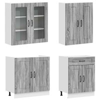 Keukenblok KALMAR 4 st Grijs Sonoma Bewerkt hout 3