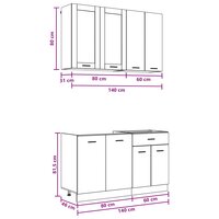 Keukenblok LYON 4 st Zwart eiken Bewerkt hout 7