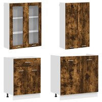 Keukenblok LYON 4 st Gerookt eiken Bewerkt hout 3
