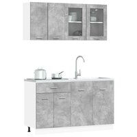 Keuken Eenheid LYON 4 st Betongrijs Bewerkt hout 3