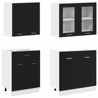 Keuken Eenheid LYON 4 st Zwart eiken Bewerkt hout 4