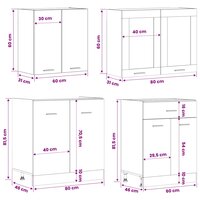 Keuken Eenheid LYON 4 st Zwart eiken Bewerkt hout 8