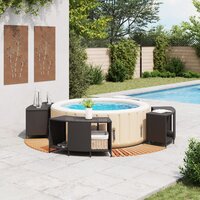 Hottub-ombouw poly rattan en massief acaciahout zwart 2