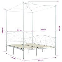 Hemelbedframe metaal wit 140x200 cm 5