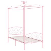 Hemelbedframe metaal roze 90x200 cm 2