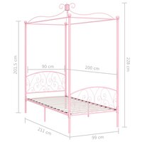 Hemelbedframe metaal roze 90x200 cm 6