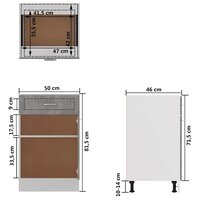 Onderkast met lade Lyon 50x46x81,5 cm bewerkt hout betongrijs 9