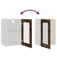 Bovenkast Lyon 40x31x60 cm glas en bewerkt hout gerookt eikenkleurig 8